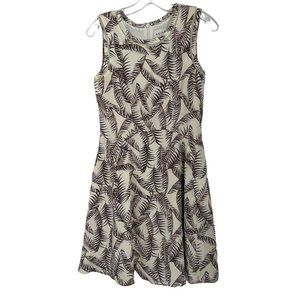 REISS Winter Ivy White Leaf Printed Sleeveless Fit & Flare Silk Mini Dress 4